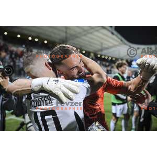 Matko Obradovic celebrating after becoming champions of Prva liga Telekom Slovenije 2020/2021 in Ljudski vrt, Maribor, Slovenia on May 22, 2021