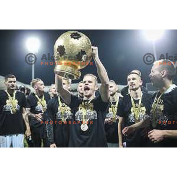 Tomi Horvat celebrating after becoming champions of Prva liga Telekom Slovenije 2020/2021 in Ljudski vrt, Maribor, Slovenia on May 22, 2021