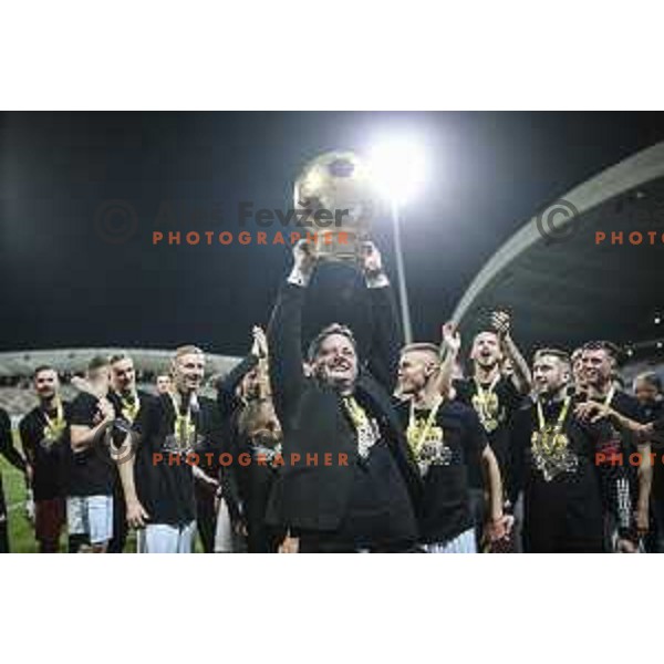 Robert Kuzmic, president of Mura celebrating after becoming champions of Prva liga Telekom Slovenije 2020/2021 in Ljudski vrt, Maribor, Slovenia on May 22, 2021