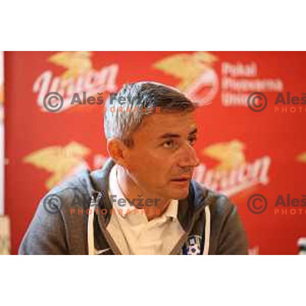 Agron Salja at Press conference before Pivovarna Union Slovenian Cup Final in Ljubljana, Slovenia on May 23, 2021