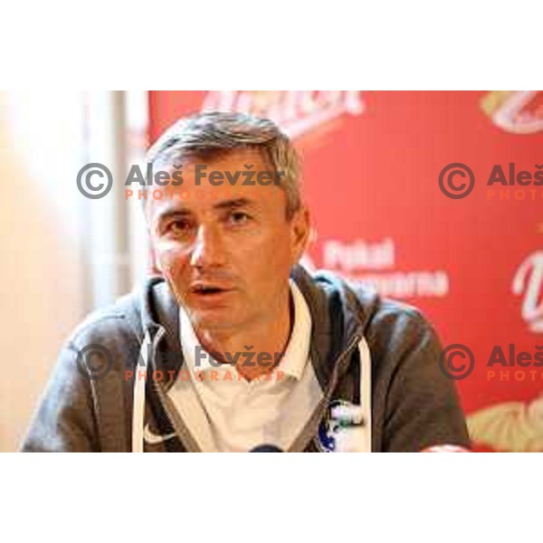 Agron Salja at Press conference before Pivovarna Union Slovenian Cup Final in Ljubljana, Slovenia on May 23, 2021