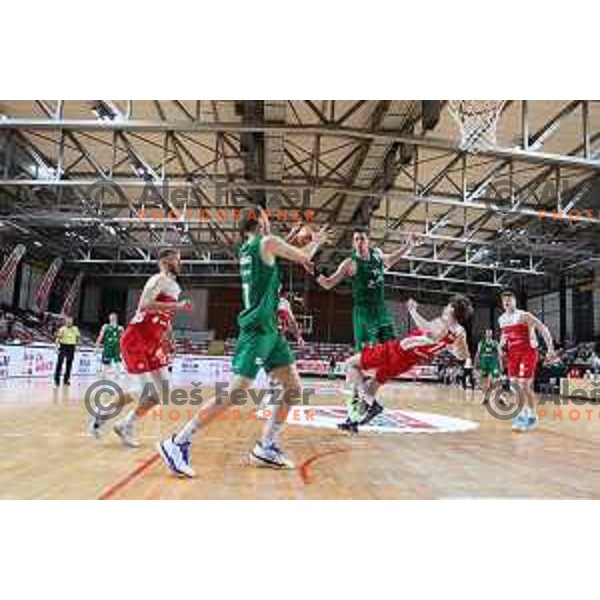 Players of Krka celebrate victory in the Final of Spar Cup over Sentjur in Kodeljevo Hall, Ljubljana, Slovenia on May 22, 2021