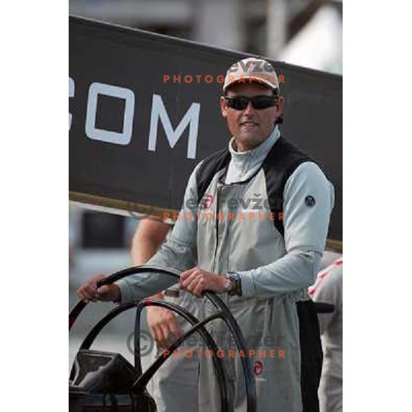 Russell Coutts at America\'s Cup Final sailing match race between team New Zealand and team Alinghi in Auckland, New Zealand on March 2, 2003. Team Alinghi defeated Team New Zealand 5:0