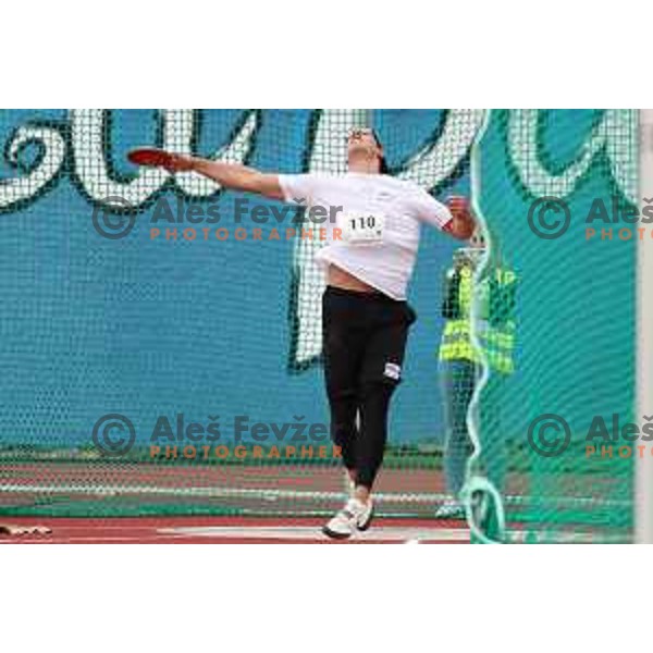 Kristjan Ceh throws Slovenian record during Athletic Cup at Ptuj, Slovenia on May 27, 2021