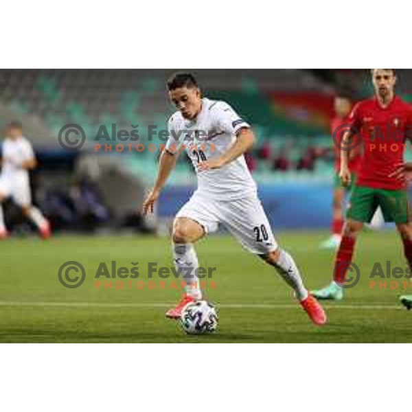 Giacomo Raspadori in action during match between Portugal and Italy in quarter-final of UEFA Under-21 Championship, Ljubljana, Slovenia on May 31, 2021