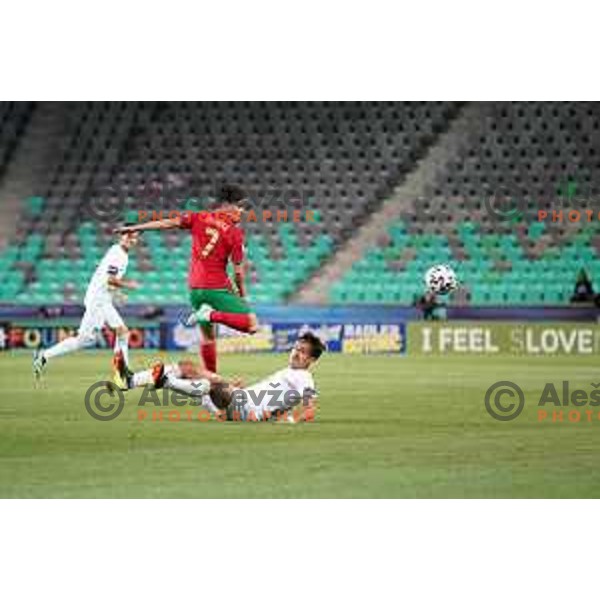 in action during match between Portugal and Italy in quarter-final of UEFA Under-21 Championship, Ljubljana, Slovenia on May 31, 2021