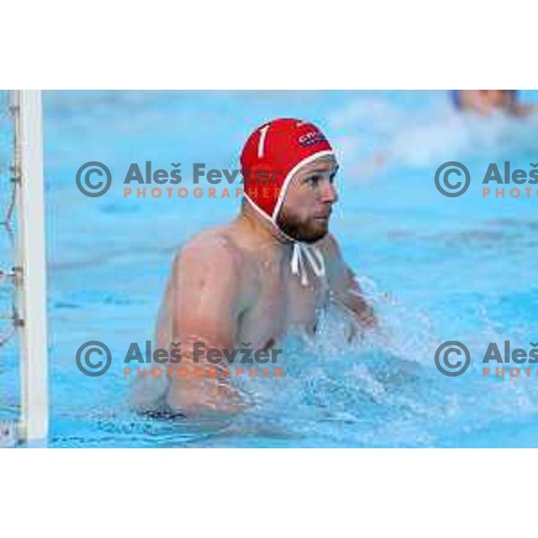 Gasper Zurbi of Calcit Kamnik in action during fourth match of the Waterpolo Final between Calcit Kamnik and Triglav in Kamnik, Slovenia on June 2, 2021