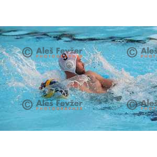 players of Calcit Kamnik celebrate Slovenian National Waterpolo Title after victory over Triglav Kranj in the fourth match of the Final in Kamnik, Slovenia on June 2, 2021