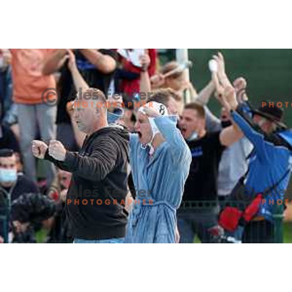 Ales Komelj, head coach of Calcit Kamnik in action during fourth match of the Waterpolo Final between Calcit Kamnik and Triglav in Kamnik, Slovenia on June 2, 2021