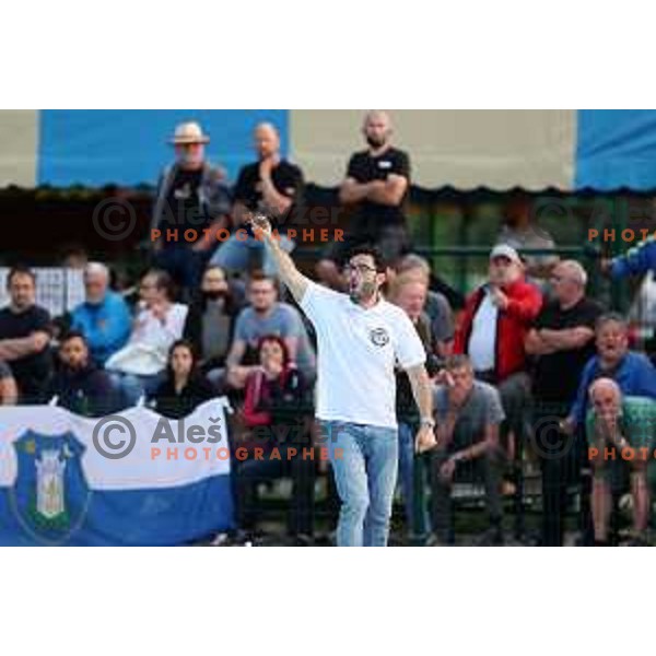 players of Calcit Kamnik celebrate Slovenian National Waterpolo Title after victory over Triglav Kranj in the fourth match of the Final in Kamnik, Slovenia on June 2, 2021