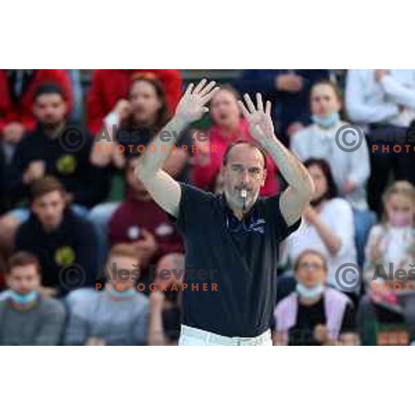 players of Calcit Kamnik celebrate Slovenian National Waterpolo Title after victory over Triglav Kranj in the fourth match of the Final in Kamnik, Slovenia on June 2, 2021