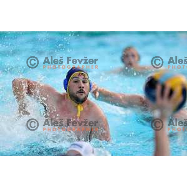 players of Calcit Kamnik celebrate Slovenian National Waterpolo Title after victory over Triglav Kranj in the fourth match of the Final in Kamnik, Slovenia on June 2, 2021