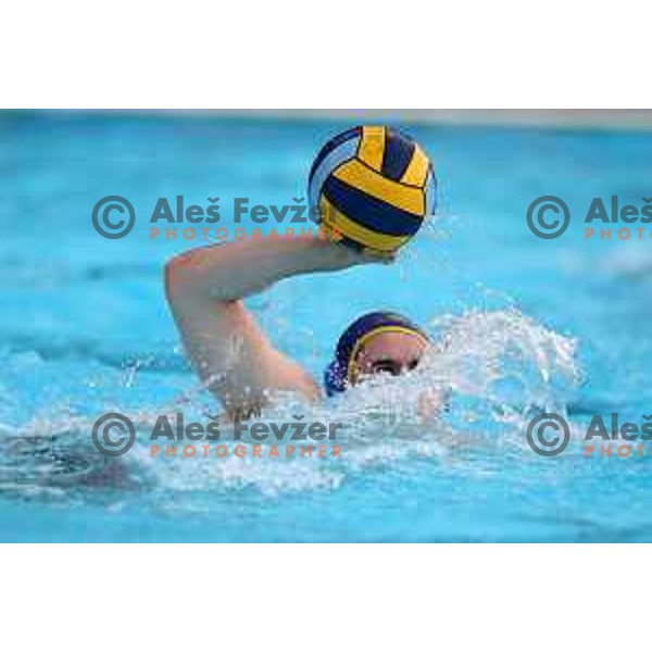 players of Calcit Kamnik celebrate Slovenian National Waterpolo Title after victory over Triglav Kranj in the fourth match of the Final in Kamnik, Slovenia on June 2, 2021