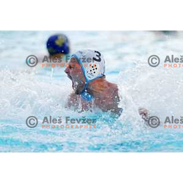 players of Calcit Kamnik celebrate Slovenian National Waterpolo Title after victory over Triglav Kranj in the fourth match of the Final in Kamnik, Slovenia on June 2, 2021