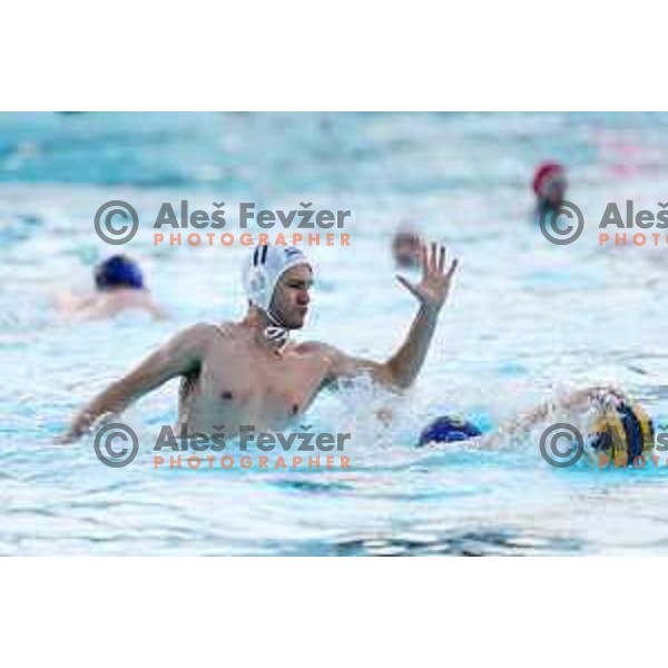 players of Calcit Kamnik celebrate Slovenian National Waterpolo Title after victory over Triglav Kranj in the fourth match of the Final in Kamnik, Slovenia on June 2, 2021