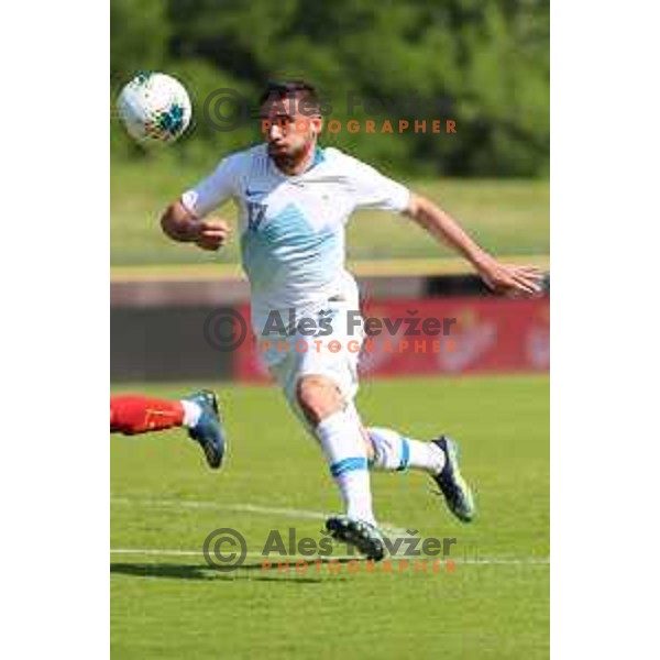 Aljosa Matko of Slovenia in action during U-21 friendly match between Slovenia and North Macedonia in Krsko , Slovenia on June 3, 2021