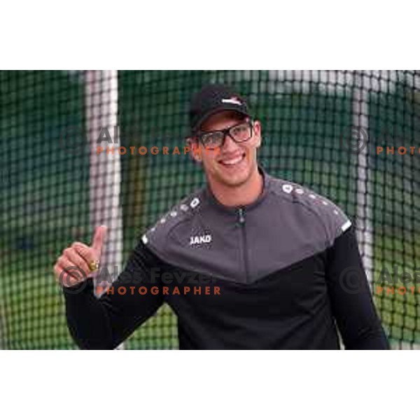 Kristjan Ceh competes in men\'s discus throw during second day of Slovenian Athletics National Championship in Kranj on June 6, 2021