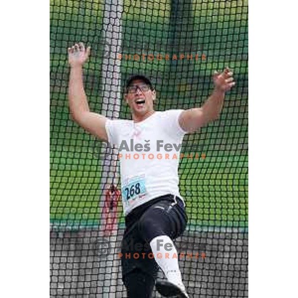 Kristjan Ceh competes in men\'s discus throw during second day of Slovenian Athletics National Championship in Kranj on June 6, 2021