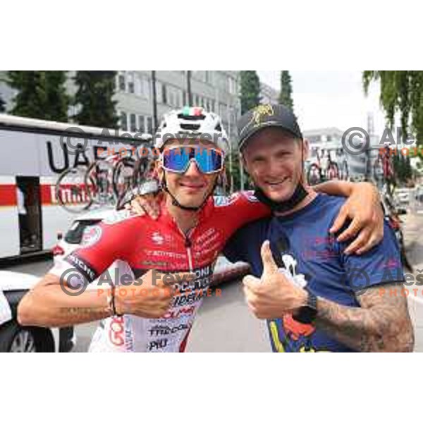 Ziga Jerman and Grega Bole at Tour of Slovenia 2021 UCI Pro Cycling race fifth stage Ljubljana-Novo mesto, Slovenia on June 13, 2021