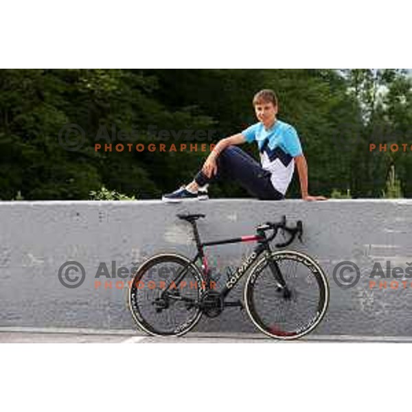 Tadej Pogacar, member of Slovenia Olympic team for Tokyo Summer Olympic games during photo shooting in Planica, Slovenia on June 15, 2021