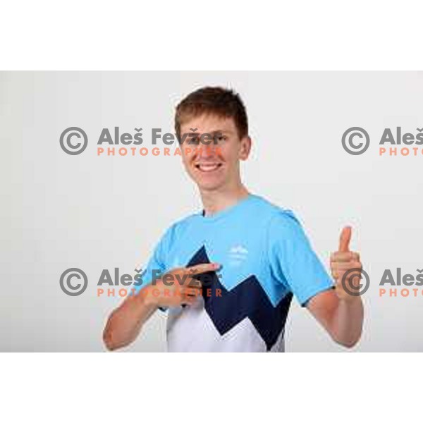 Tadej Pogacar, member of Slovenia Olympic team for Tokyo Summer Olympic games during photo shooting in Planica, Slovenia on June 15, 2021