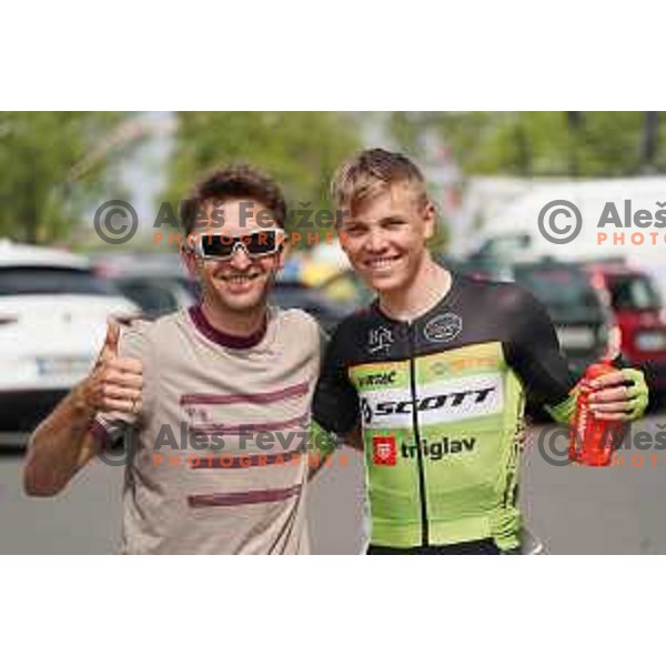 Tadej Valajvec and his son Erazem Valjavec at Slovenian Road Championship in Koper, Slovenia on June 20, 2021