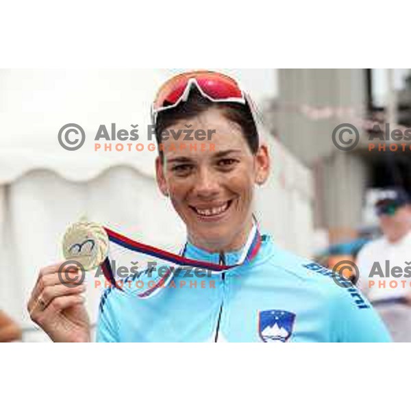 Eugenia Bujak, winner of Women\'s Elite category at Slovenian Road Championship in Koper, Slovenia on June 20, 2021