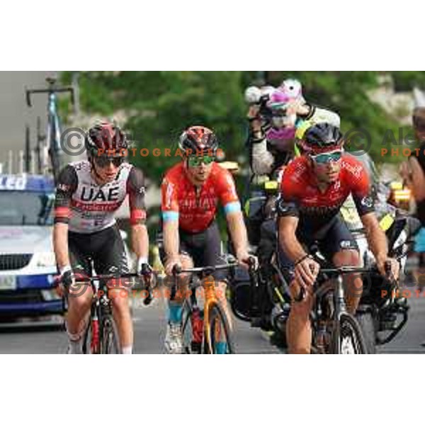 Tadej Pogacar, Jan Tratnik and Kristjan Koren racing in Men’s Elite category race (174 km) at Slovenian Road Championship in Koper, Slovenia on June 20, 2021 