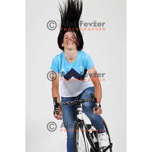 Eugenia Bujak, member of Slovenia Olympic cycling team for Tokyo Summer Olympic games during photo shooting in Ljubljana, Slovenia on June 14, 2021