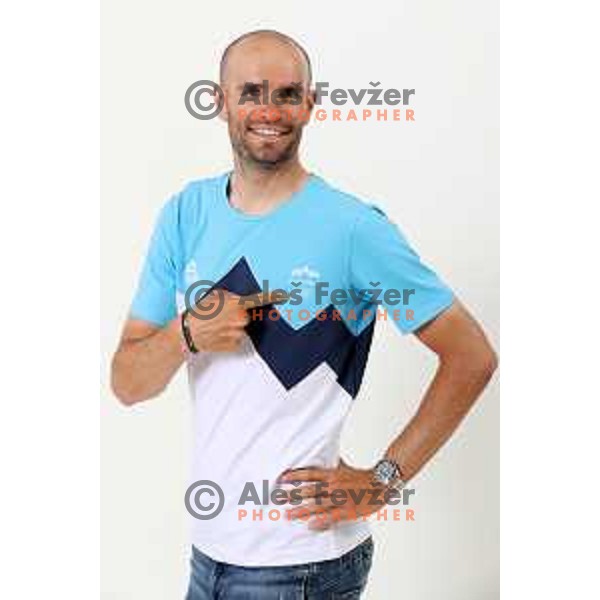 Luka Mezgec, member of Slovenia Olympic cycling team for Tokyo Summer Olympic games during photo shooting in Ljubljana, Slovenia on June 14, 2021
