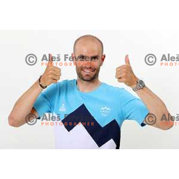 Luka Mezgec, member of Slovenia Olympic cycling team for Tokyo Summer Olympic games during photo shooting in Ljubljana, Slovenia on June 14, 2021