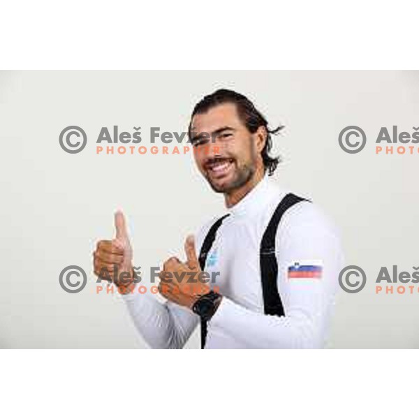 Zan Luka Zelko, member of Slovenia Olympic Sailing team for Tokyo Summer Olympic games during photo shooting in Ljubljana, Slovenia on June 14, 2021
