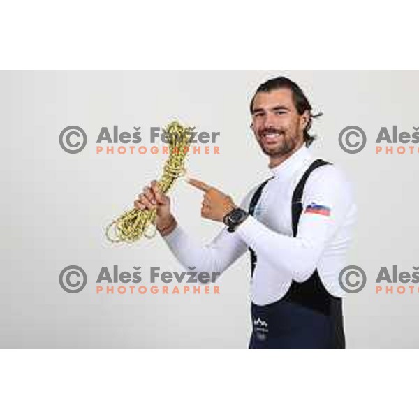 Zan Luka Zelko, member of Slovenia Olympic Sailing team for Tokyo Summer Olympic games during photo shooting in Ljubljana, Slovenia on June 14, 2021