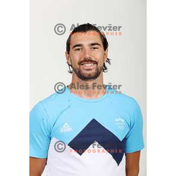 Zan Luka Zelko, member of Slovenia Olympic Sailing team for Tokyo Summer Olympic games during photo shooting in Ljubljana, Slovenia on June 14, 2021