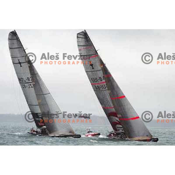 at America\'s Cup Final sailing match race between team New Zealand and team Alinghi in Auckland, New Zealand on March 2, 2003. Team Alinghi defeated Team New Zealand 5:0