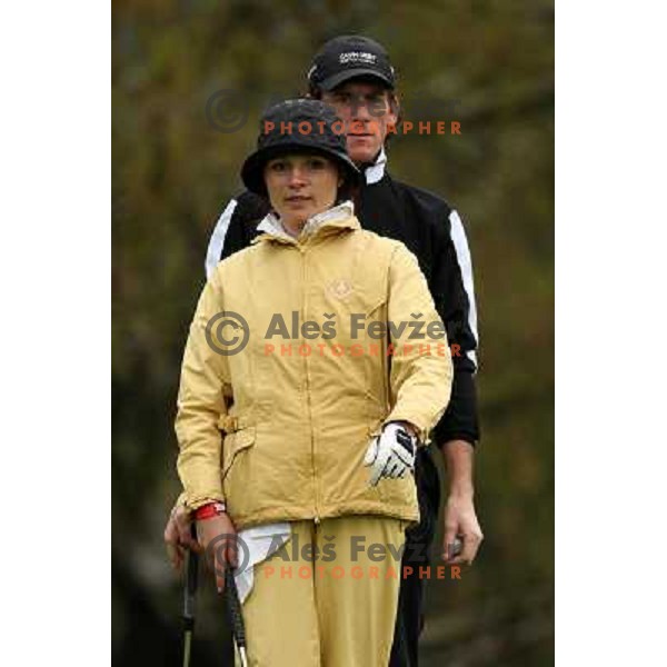 Barbara Istenic and Janez Grilc at Bank Austria Pro-AM golf tournament, Kings golf course, Bled, Slovenia, 21.4.2008 