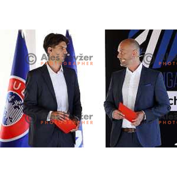 Miha Penko and Dejan Obrez at official draw for Prva liga Telemach 2021-2022 at NNC Brdo, Slovenia on July 1, 2021