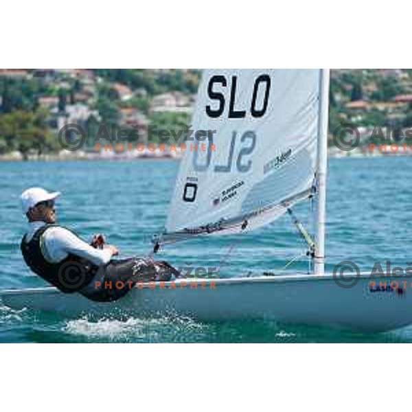 Zan Luka Zelko, member of Slovenia Sailing team for Tokyo 2020 Summer Olympic games during practice session in Portoroz, Slovenia on July 7, 2021