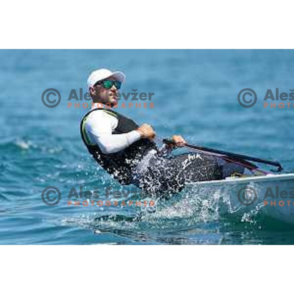 Zan Luka Zelko, member of Slovenia Sailing team for Tokyo 2020 Summer Olympic games during practice session in Portoroz, Slovenia on July 7, 2021
