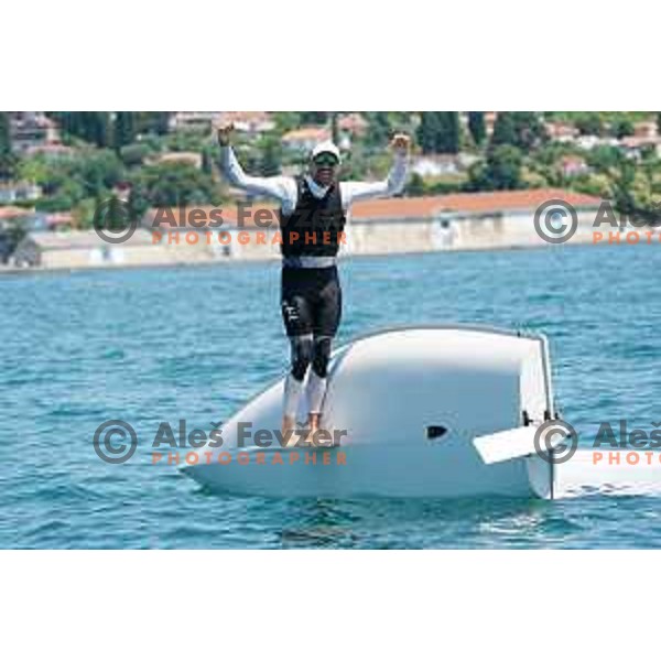 Zan Luka Zelko, member of Slovenia Sailing team for Tokyo 2020 Summer Olympic games during practice session in Portoroz, Slovenia on July 7, 2021