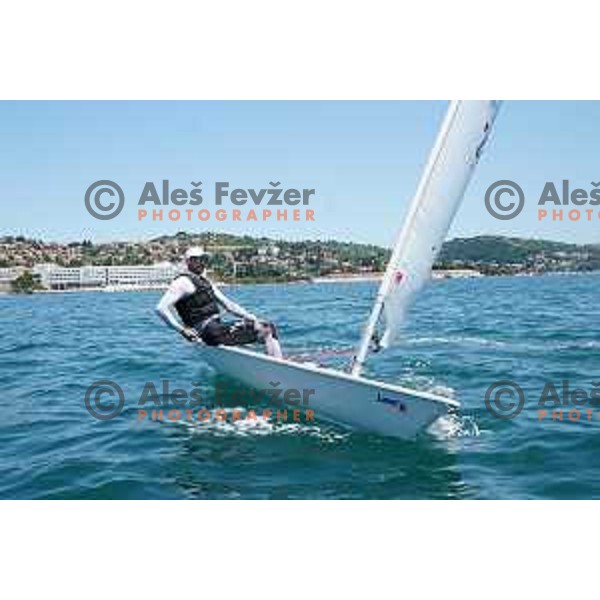 Zan Luka Zelko, member of Slovenia Sailing team for Tokyo 2020 Summer Olympic games during practice session in Portoroz, Slovenia on July 7, 2021