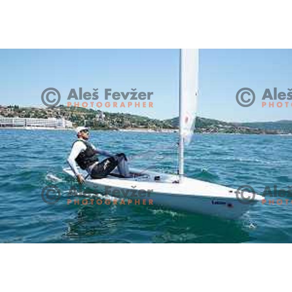 Zan Luka Zelko, member of Slovenia Sailing team for Tokyo 2020 Summer Olympic games during practice session in Portoroz, Slovenia on July 7, 2021