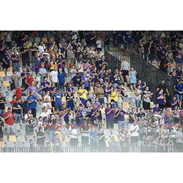 Fans of Maribor during UEFA Europa Conference League qualifier football match between Maribor and Urartu in Ljudski vrt, Maribor, Slovenia on July 8, 2021