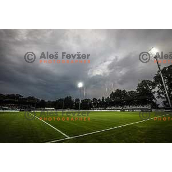 in action during UEFA Champions League qualifier football match between Mura and Shkëndija in Fazanerija, Murska Sobota, Slovenia on July 13. 2021