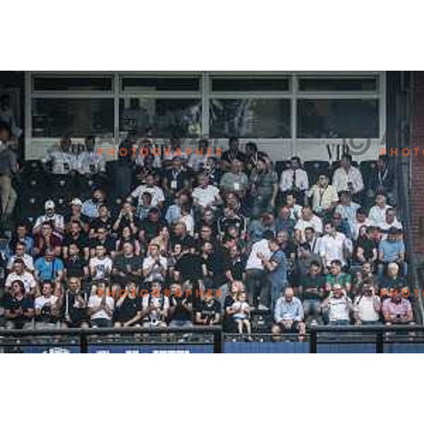 in action during UEFA Champions League qualifier football match between Mura and Shkëndija in Fazanerija, Murska Sobota, Slovenia on July 13. 2021