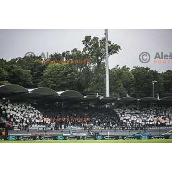 in action during UEFA Champions League qualifier football match between Mura and Shkëndija in Fazanerija, Murska Sobota, Slovenia on July 13. 2021