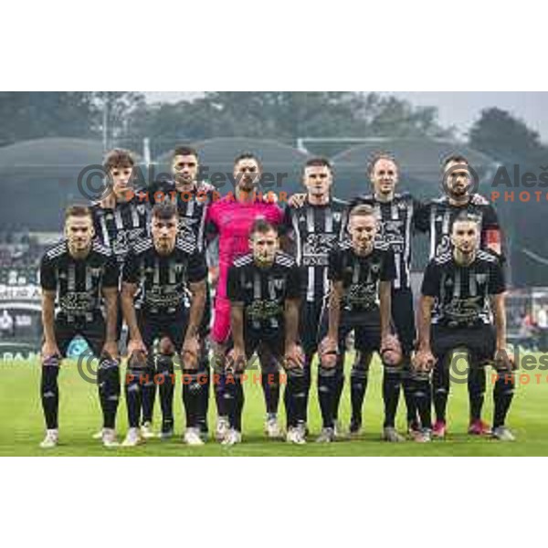Mura starting eleven during UEFA Champions League qualifier football match between Mura and Shkëndija in Fazanerija, Murska Sobota, Slovenia on July 13. 2021