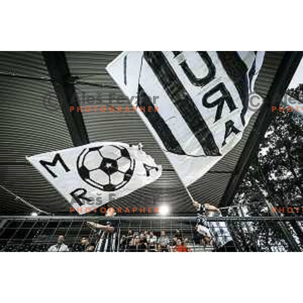 Fans of Mura during UEFA Champions League qualifier football match between Mura and Shkëndija in Fazanerija, Murska Sobota, Slovenia on July 13. 2021