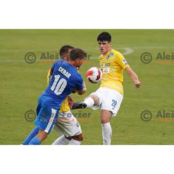 Gasper Vodeb in action during Prva Liga Telemach football match between Bravo and Kalcer Radomlje in Ljubljana, Slovenia on July 16, 2021