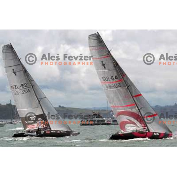 at America\'s Cup Final sailing match race between team New Zealand and team Alinghi in Auckland, New Zealand on March 2, 2003. Team Alinghi defeated Team New Zealand 5:0